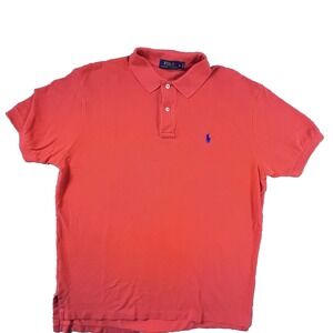 Polo‎ Ralph Lauren Shirt Size Large Orange Short Sleeve Collared Cotton Pullover